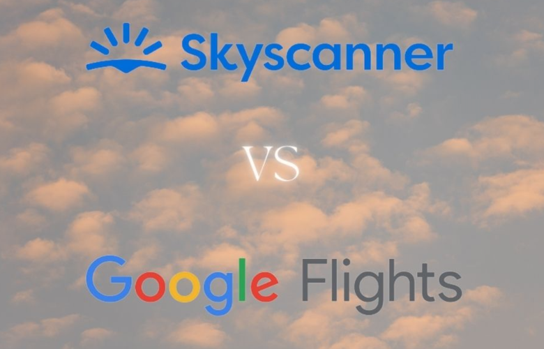 Skyscanner vs google flights image with sky background